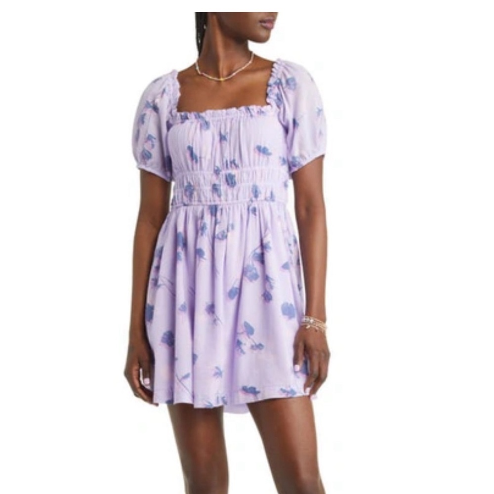 BP. Shirred Puff Sleeve Prairie Dress size S